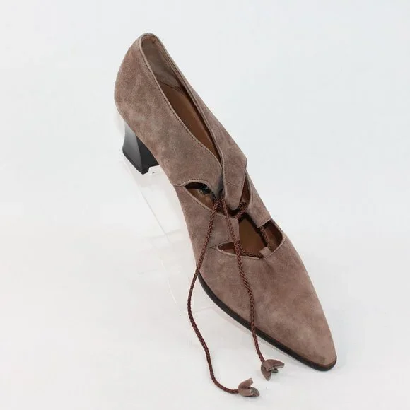 Ellen Tracy Womens Sz 10 Linda Allard Brown Suede Block Heeled Pointed Toes #135 - Picture 1 of 11